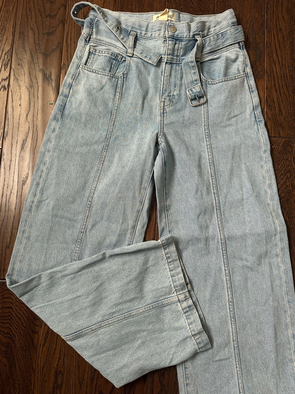 Madewell Light Blue Straight-Leg Jeans with Belt